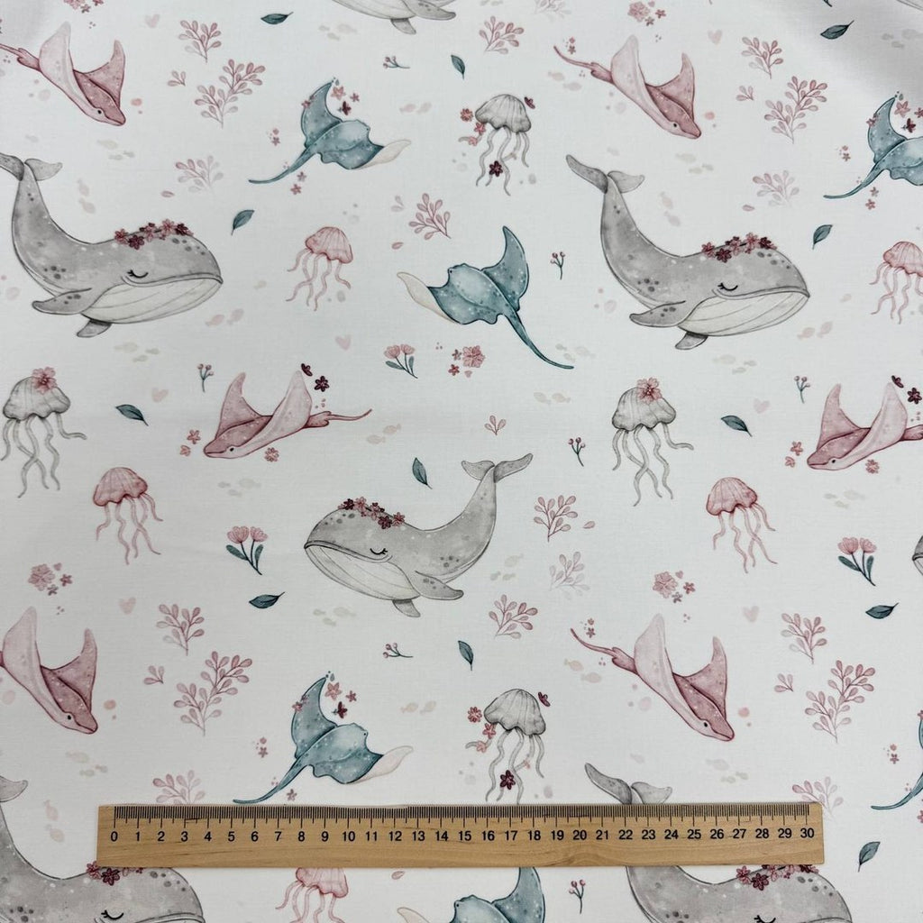 Premium Cotton Fabric - Whales
