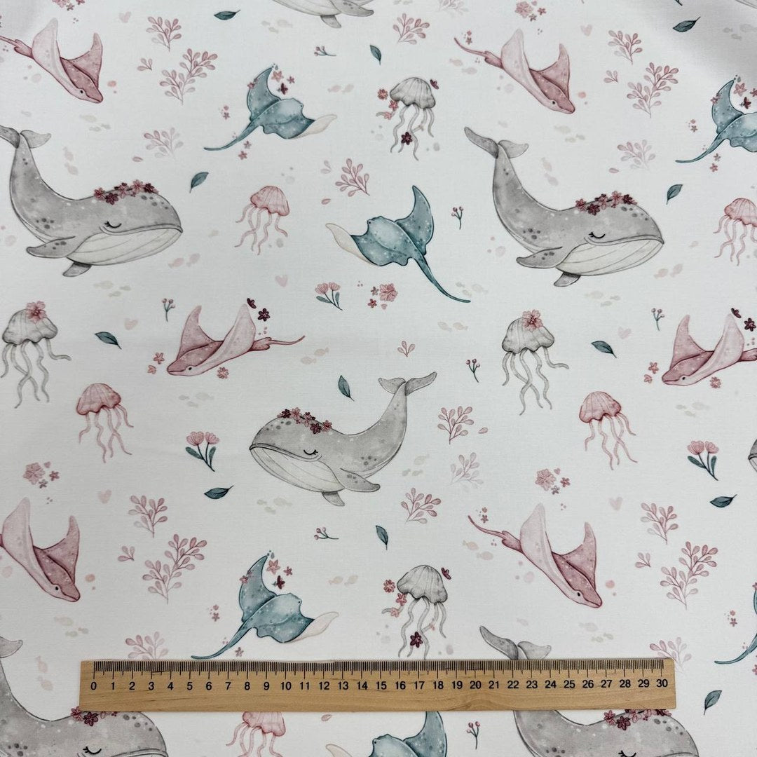 Premium Cotton Fabric - Whales
