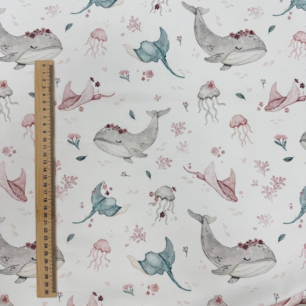 Premium Cotton Fabric - Whales