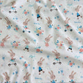 Premium Cotton Fabric - Bunnies on Scooters