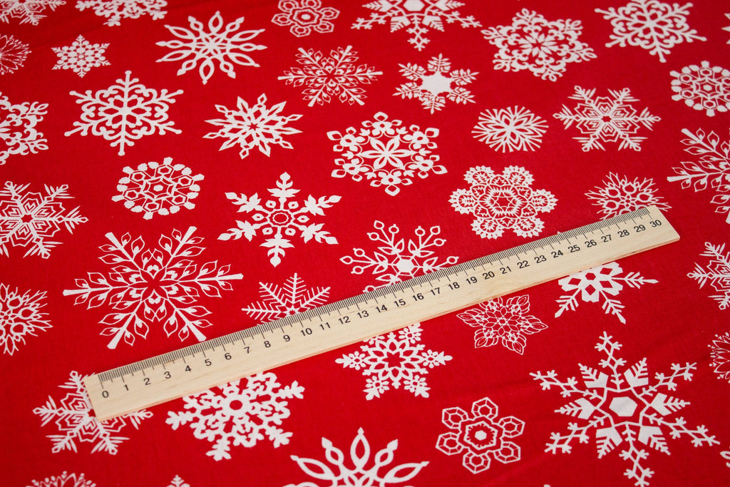 Snowflakes on a red background Turkey 2.40 m width