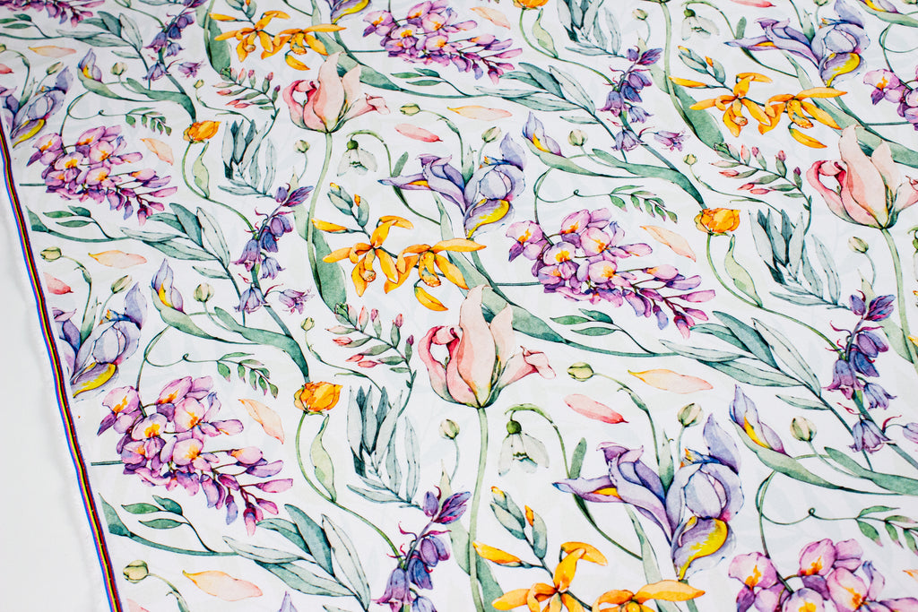 Spring flowers on white