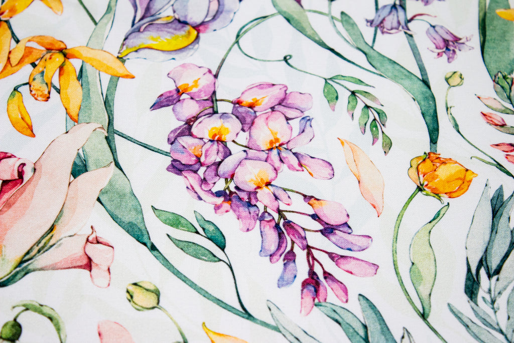 Spring flowers on white
