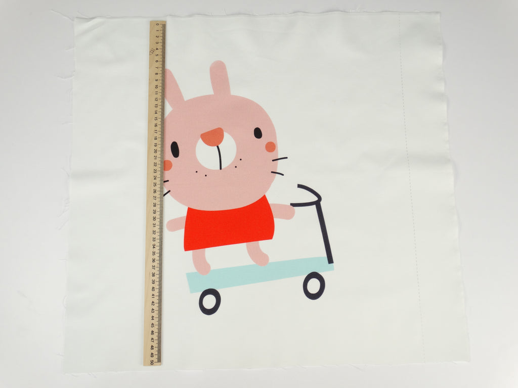 A bunny on a scooter