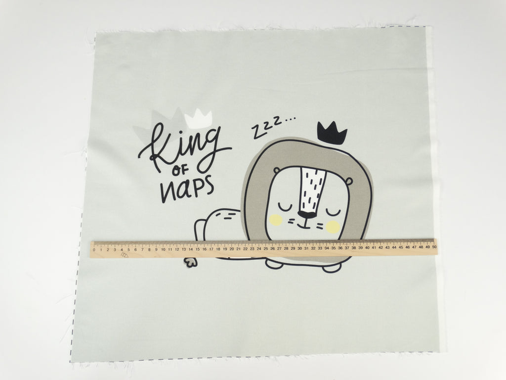 Lion king of naps on light gray