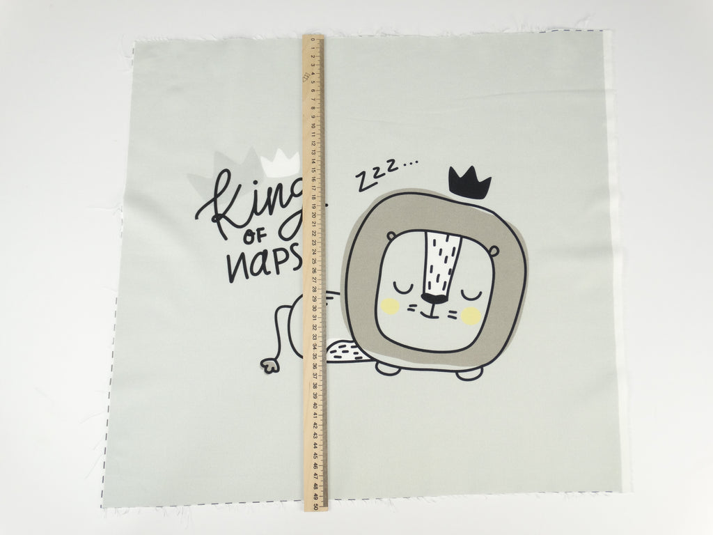 Lion king of naps on light gray