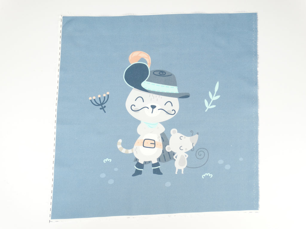 Puss in Boots on gray-blue