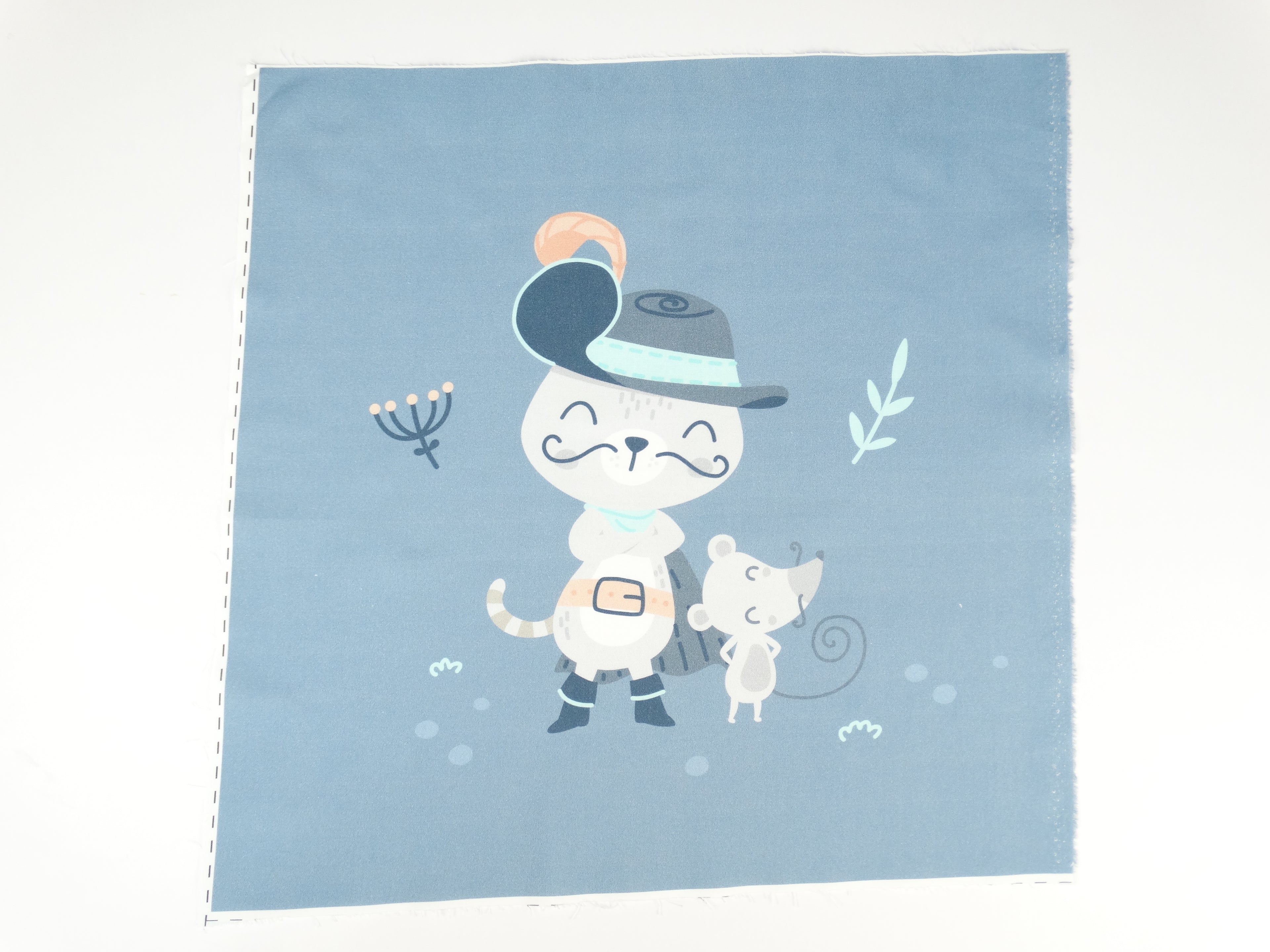 Puss in Boots on gray-blue