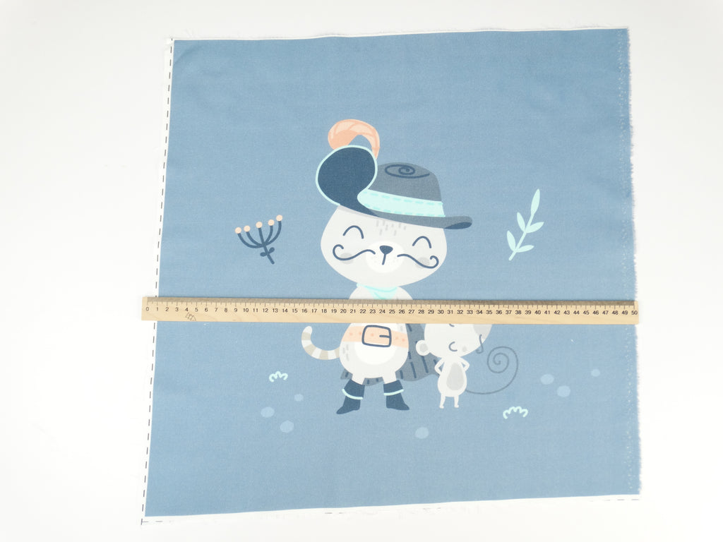 Puss in Boots on gray-blue