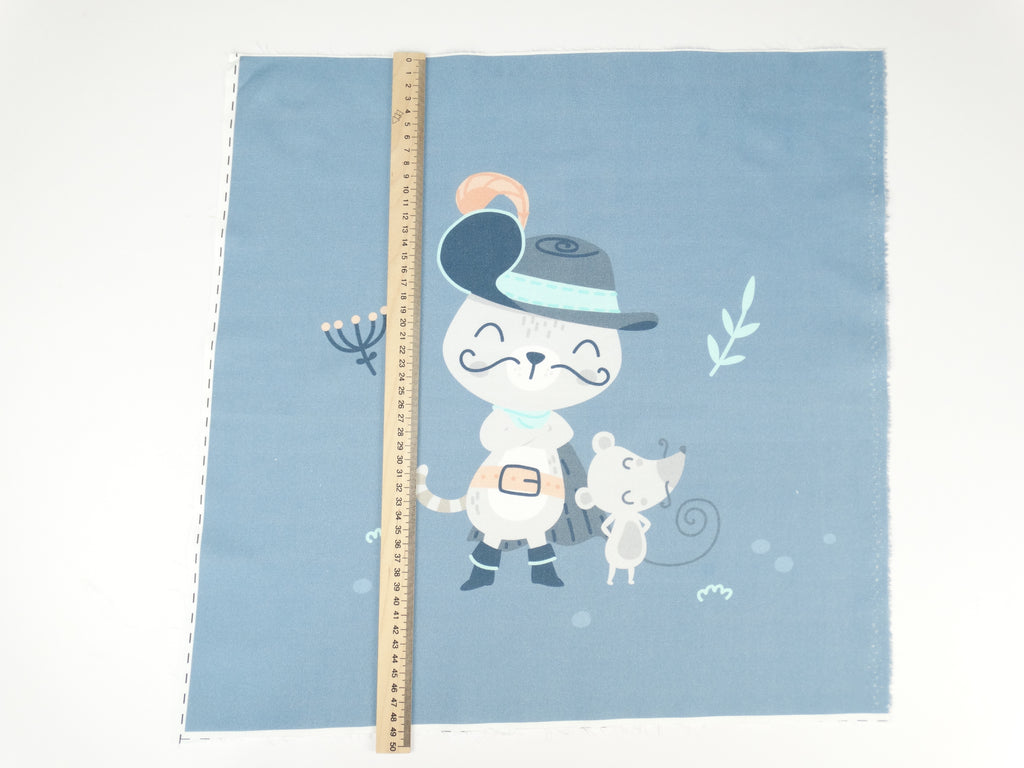 Puss in Boots on gray-blue