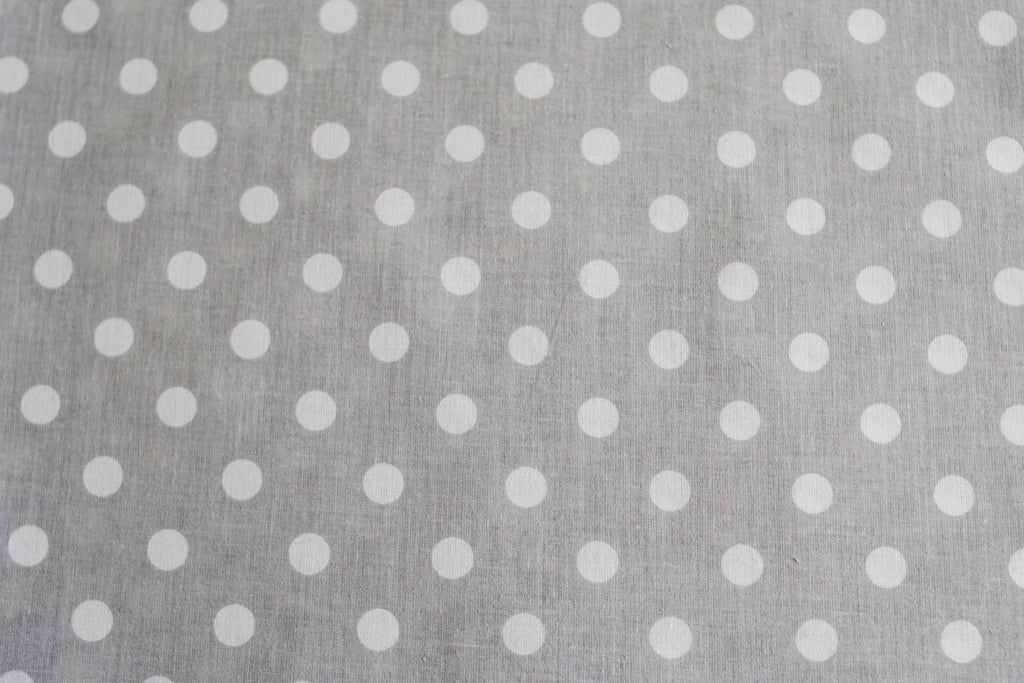 Regular Cotton Fabric - White Polka Dots 1Sm On Gray