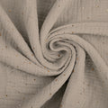 eucalyptus gray with gold dots muslin