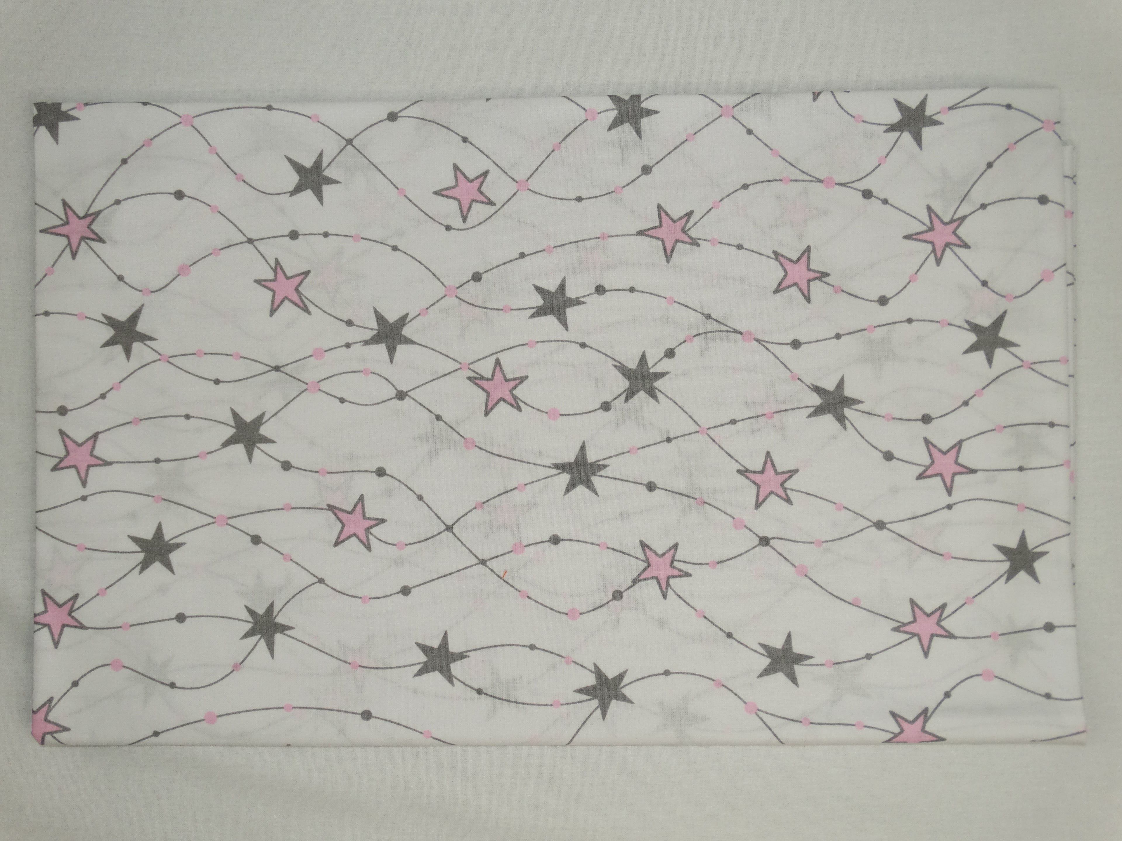 Regular Cotton Fabric - Gray And Pink Small Stars On White