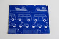 Regular Cotton Fabric - White Cars Ships And Mopeds On Blue
