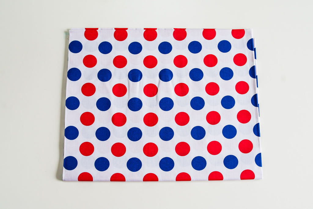 Regular Cotton Fabric - Krasnyj And Blue Krupnyj Polka Dots On White