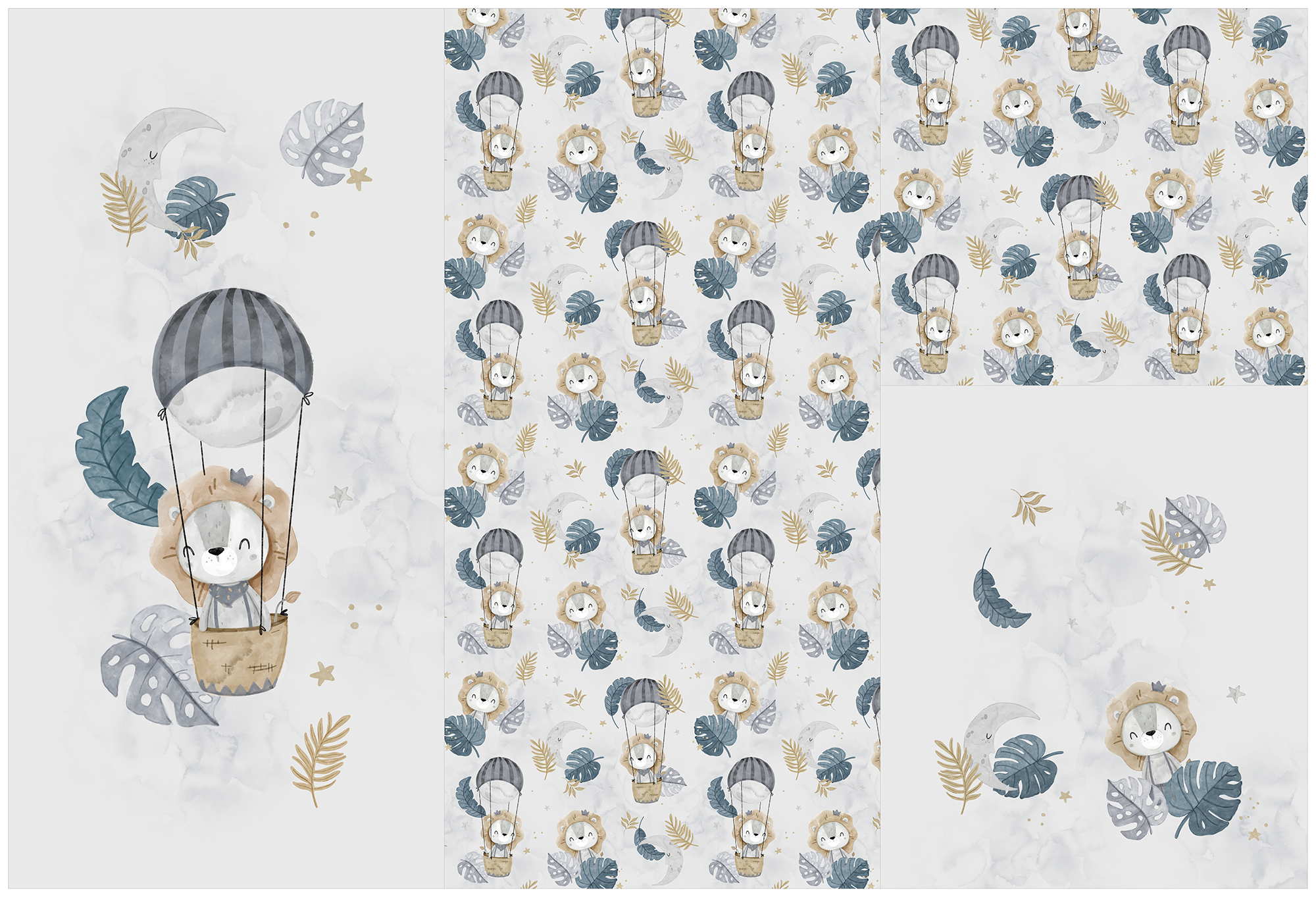Panel on the cocoon envelope and clutches, gloves Lion