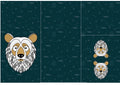 Panel on cocoon envelope and clutches, gloves Bear on dark green