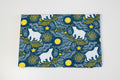 Footer teddy bear on blue
