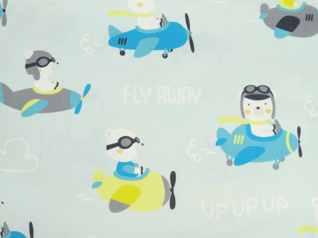 Premium Cotton Fabric - Teddy Bears in Airplanes