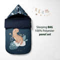 Panel on cocoon envelope and clutches, gloves Dino with stars