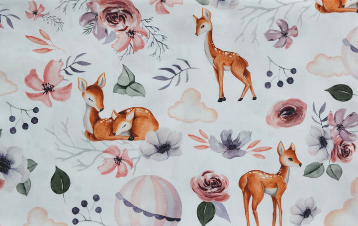 Premium Cotton Fabric - Roe Deer with Hot Air Balloons