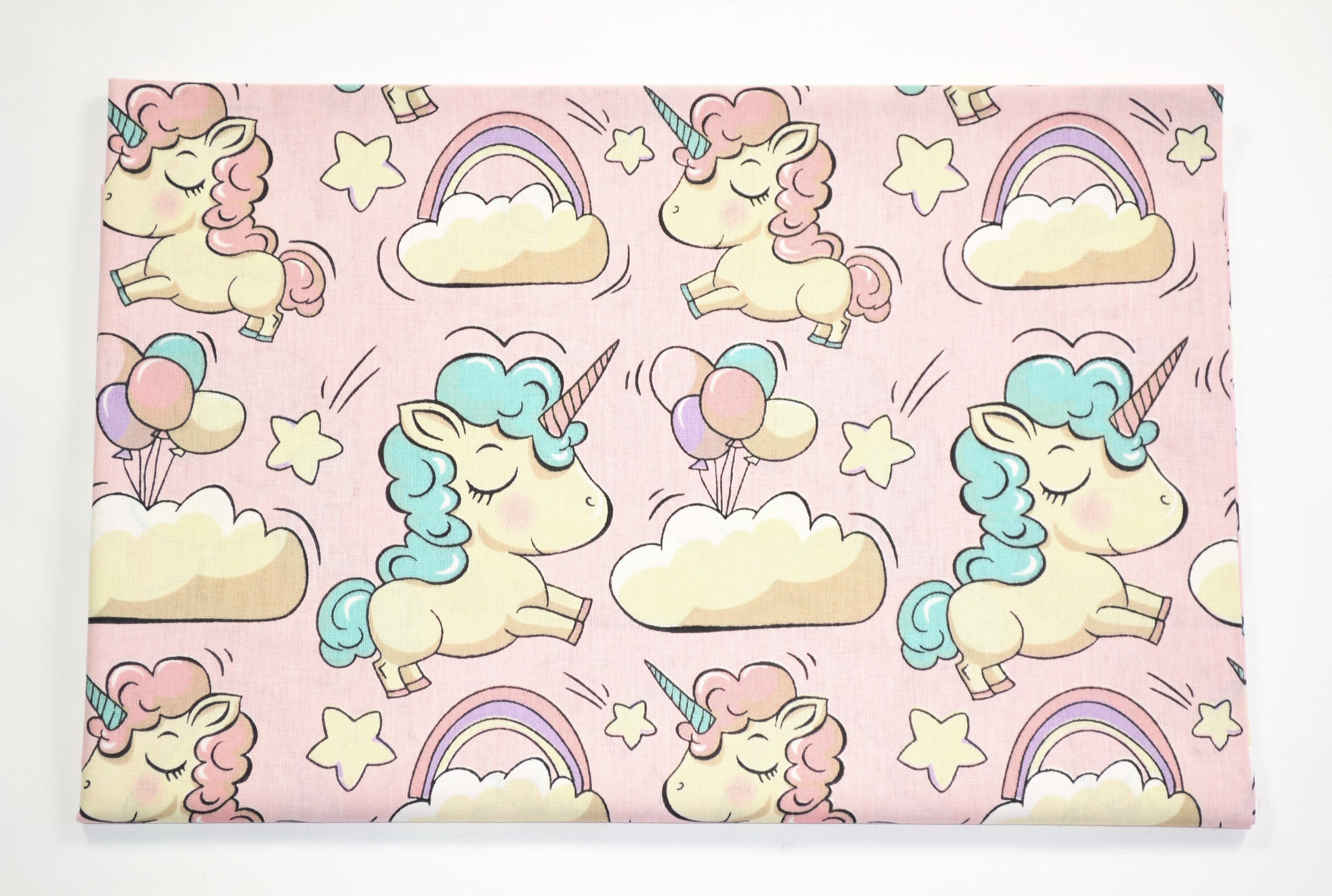 Regular Cotton Fabric - Unicorns V Nebe On Pink