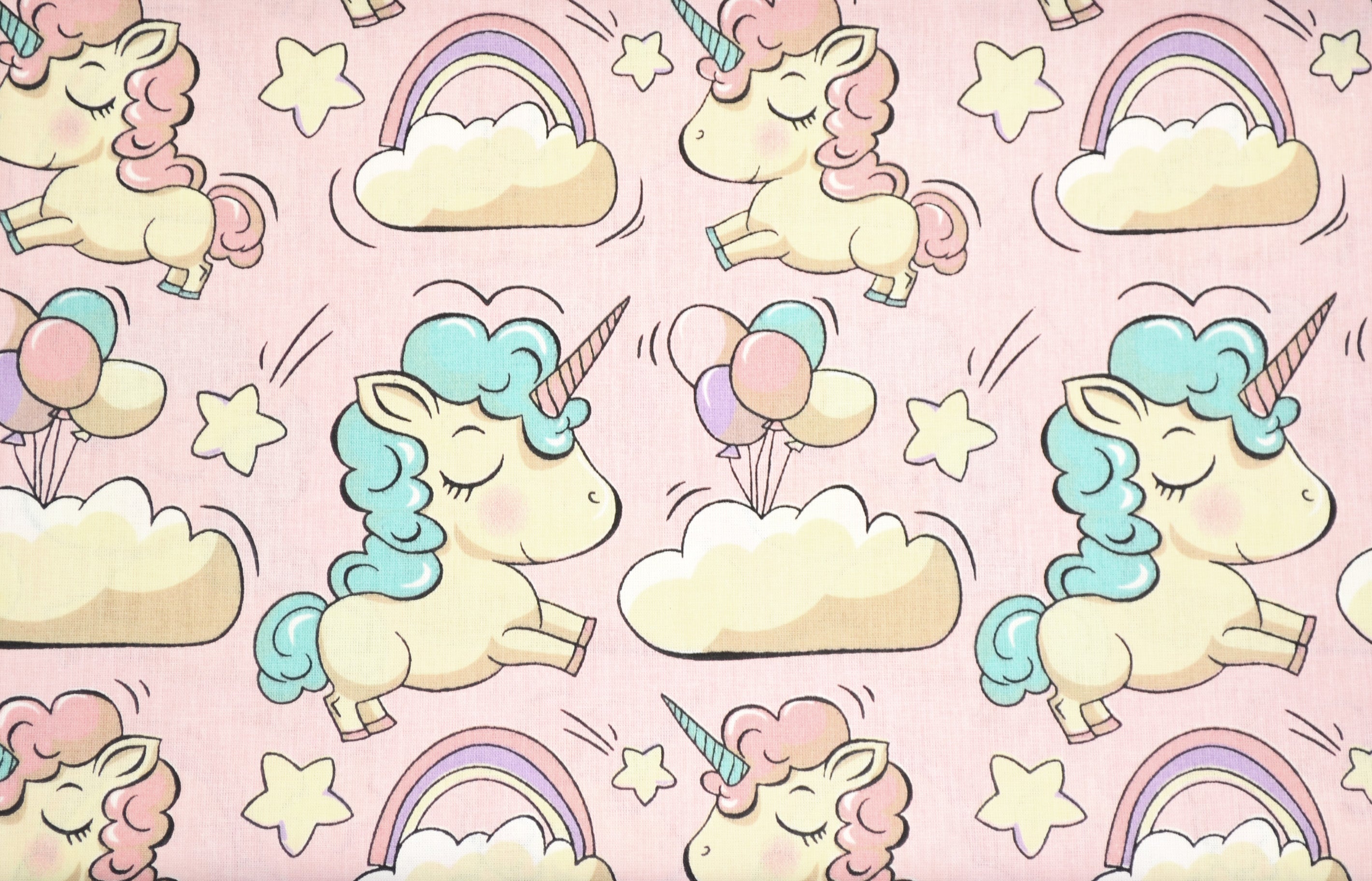 Regular Cotton Fabric - Unicorns V Nebe On Pink