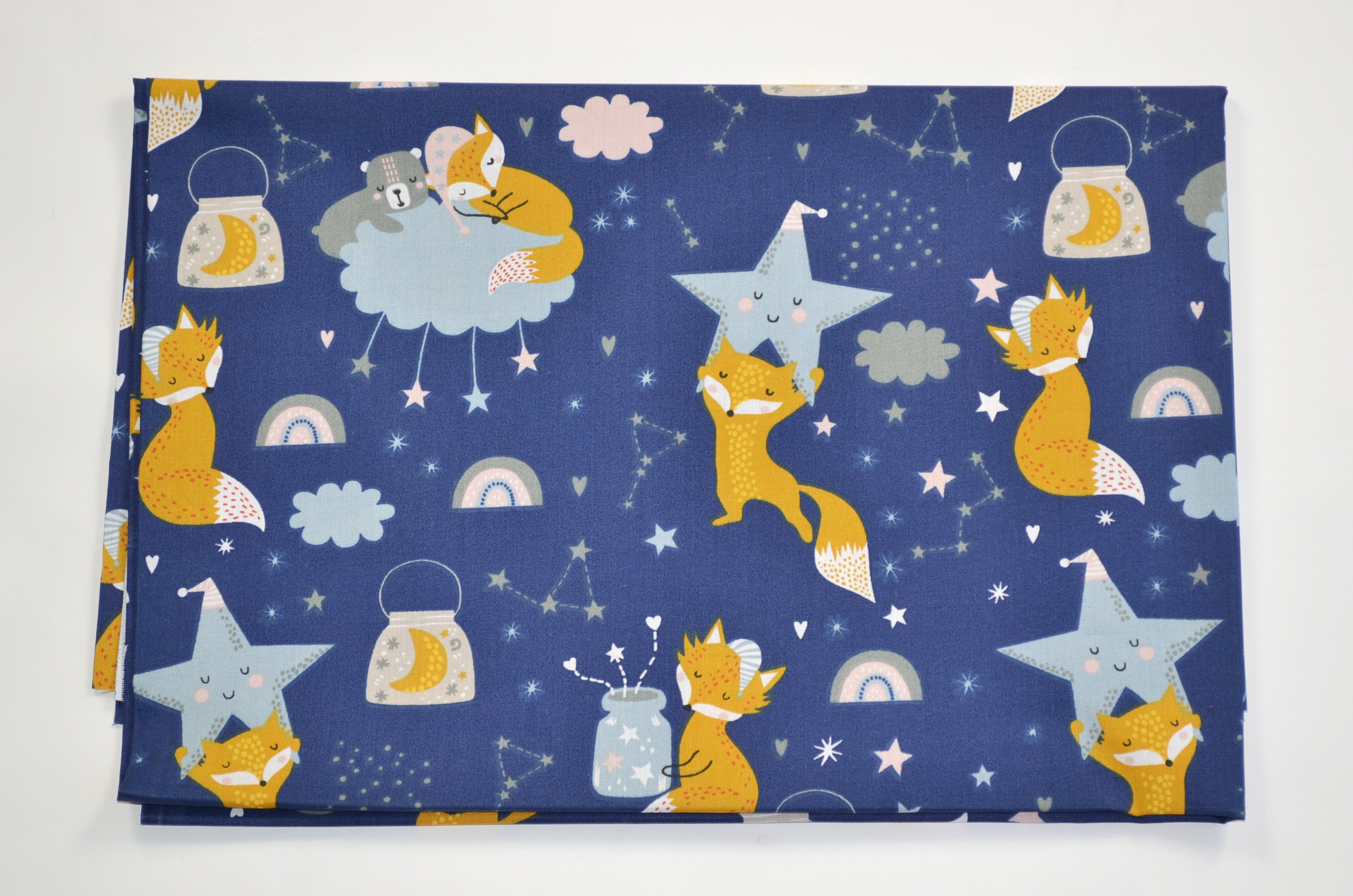 Regular Cotton Fabric - Lysyata And Zvezdnoe Nebo On Dark Blue