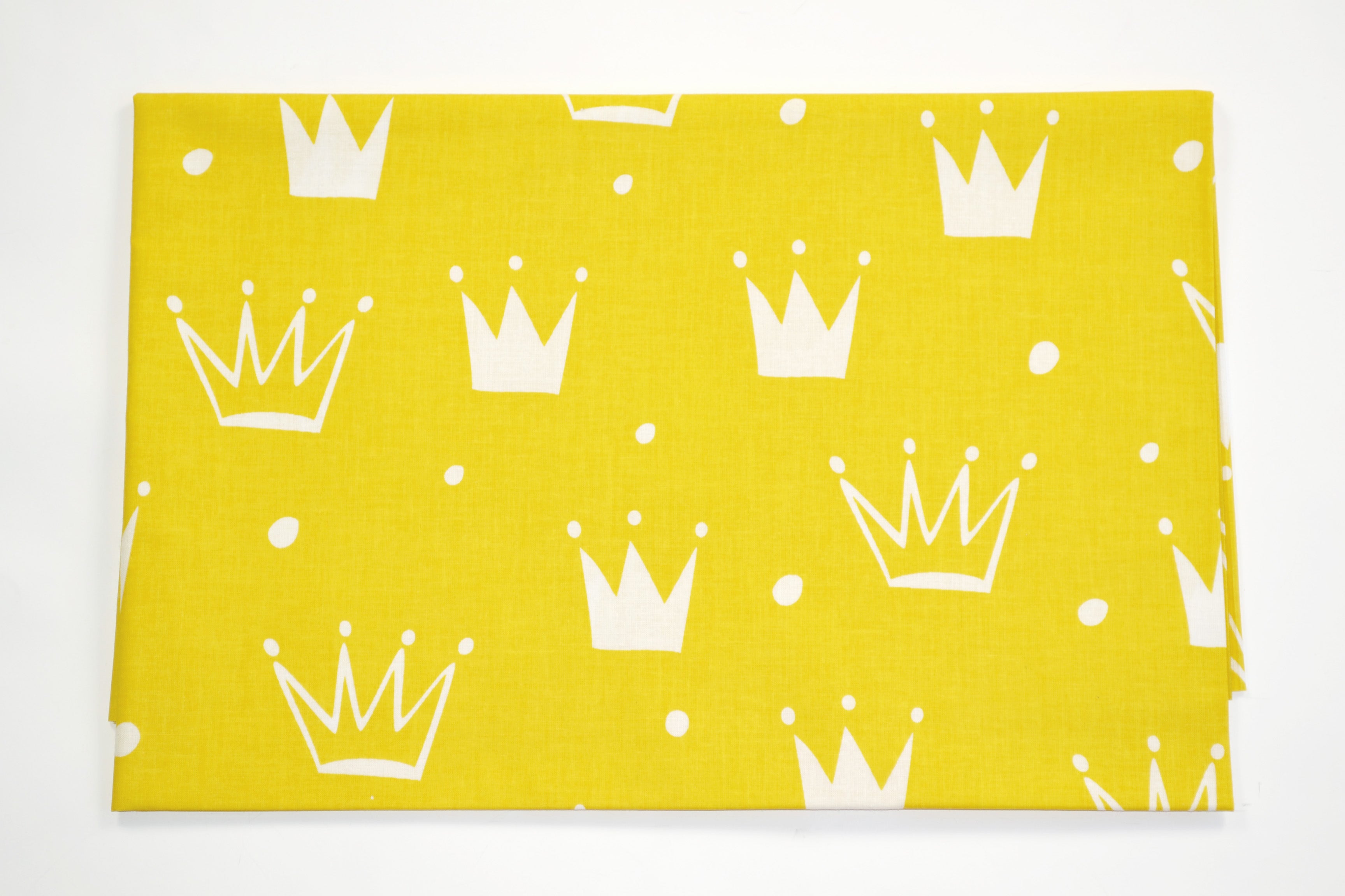 Regular Cotton Fabric - White Crowns On Yellow