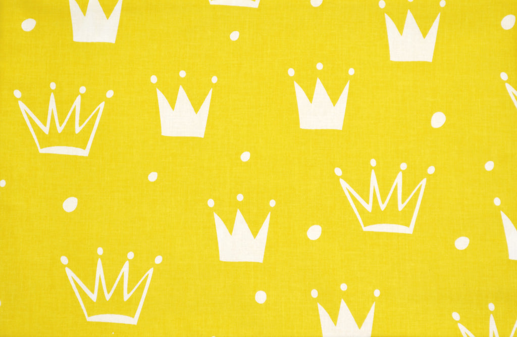 Regular Cotton Fabric - White Crowns On Yellow