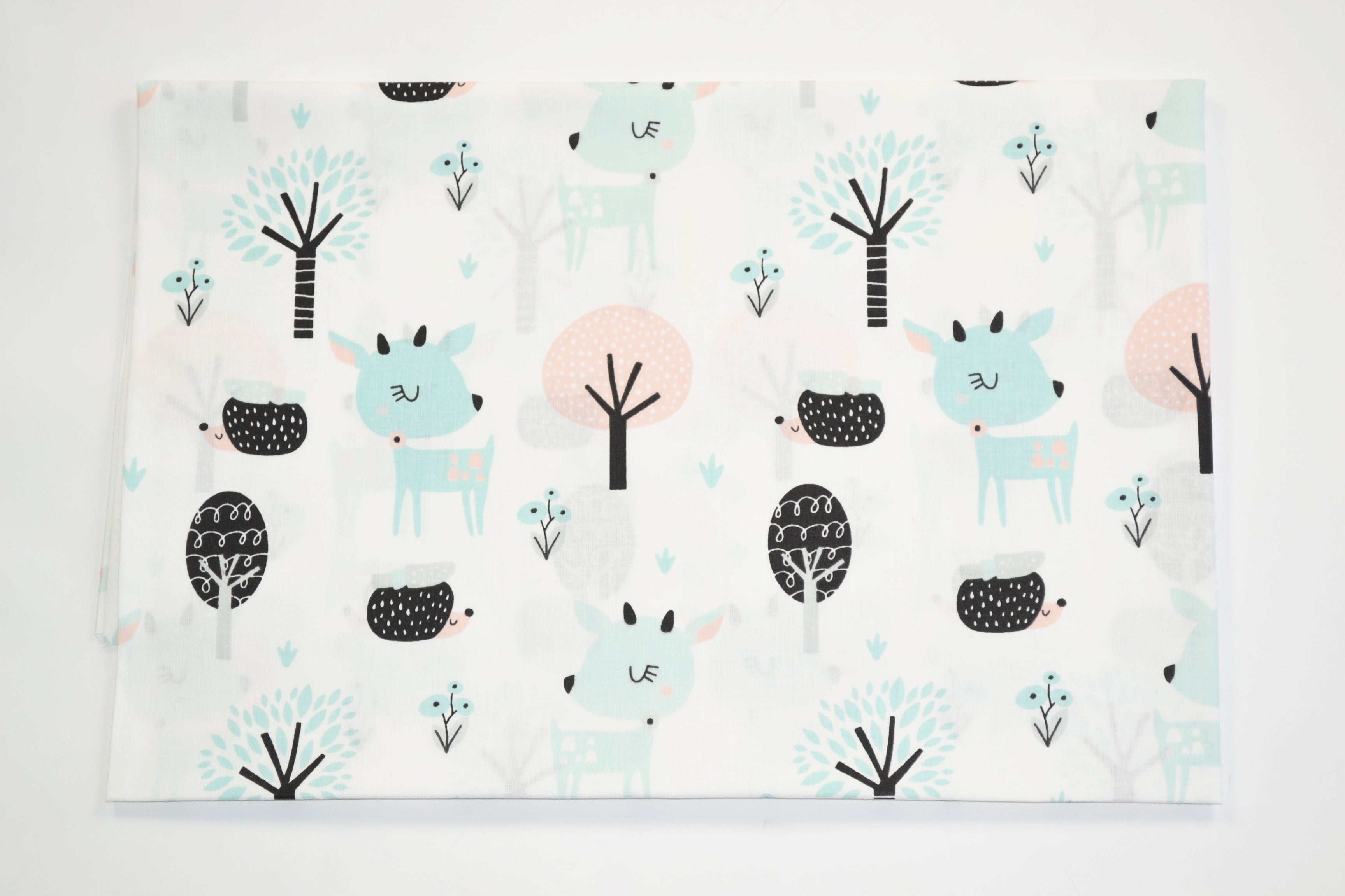 Regular Cotton Fabric - Fawns And Hedgehogs V Forest On White