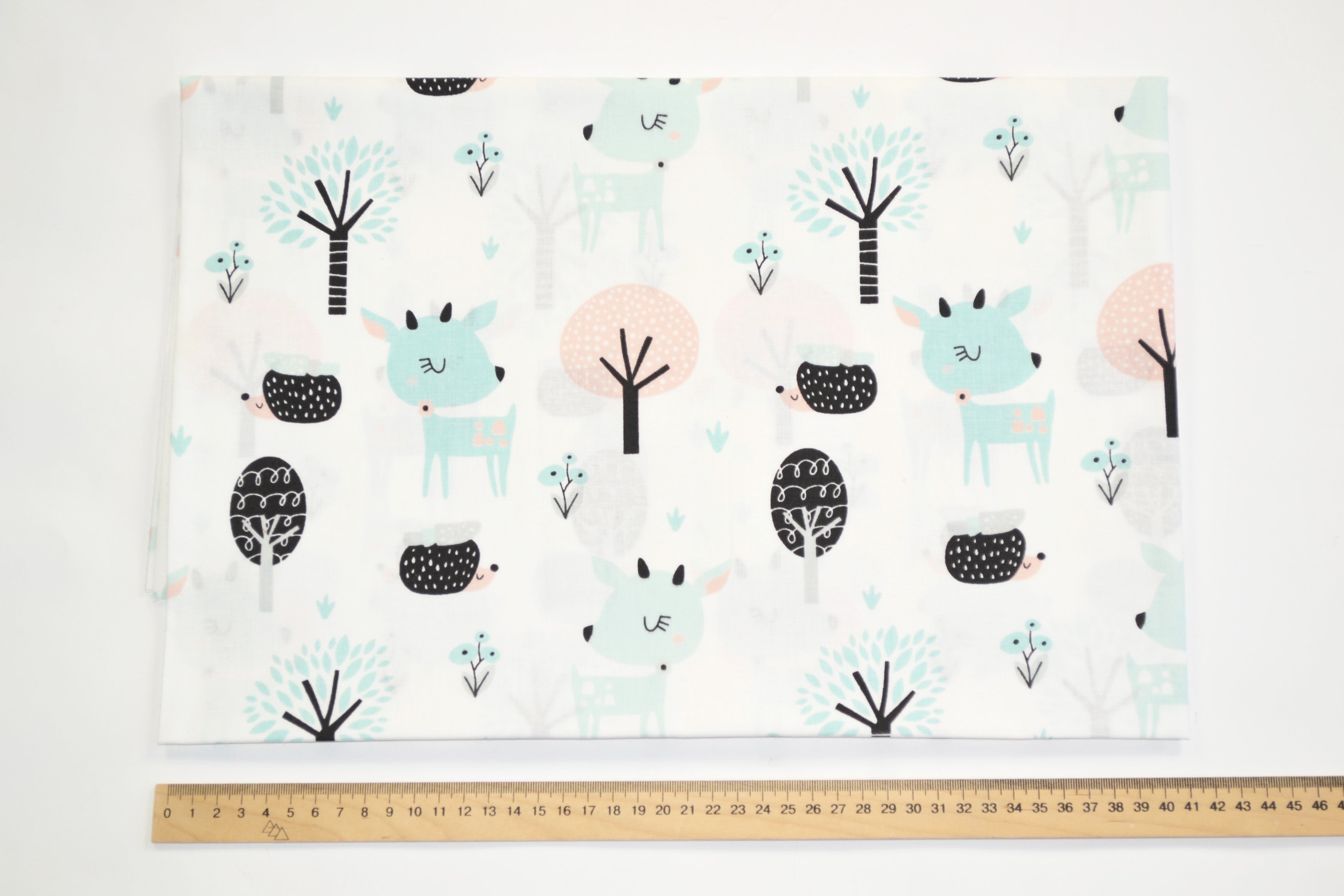 Regular Cotton Fabric - Fawns And Hedgehogs V Forest On White