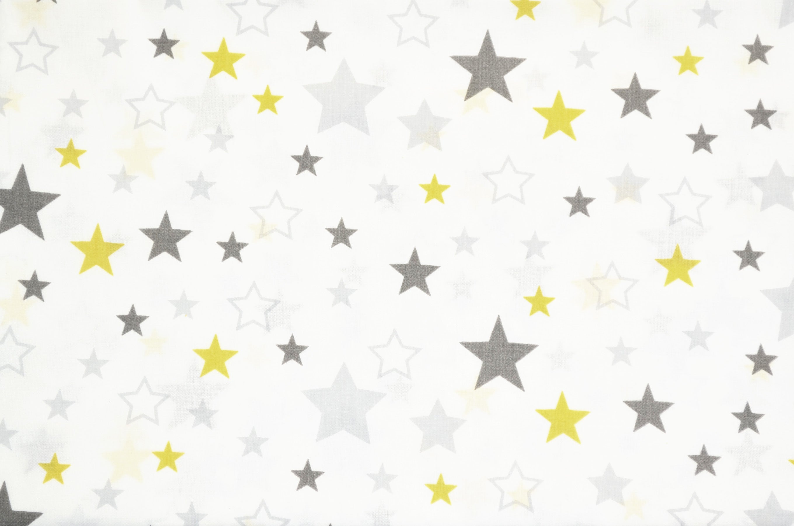 Regular Cotton Fabric - Yellow Gray And White Stars On White
