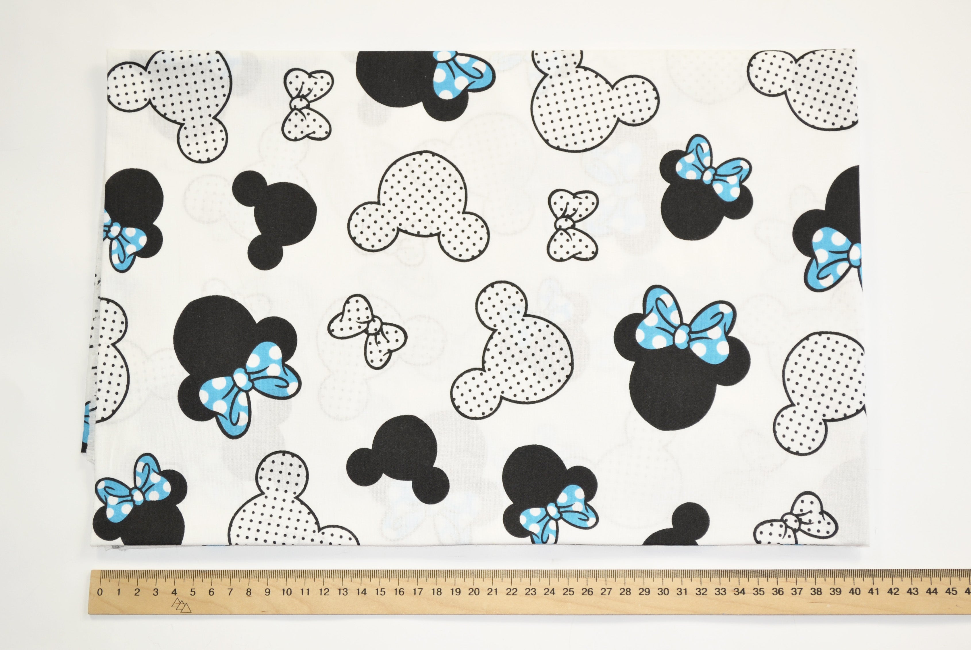 Regular Cotton Fabric - Black And White Mickey Mouse With Synymy Bows On White