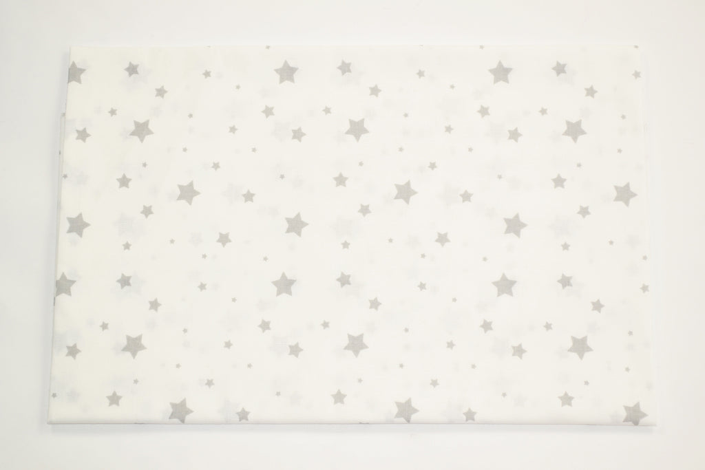 Regular Cotton Fabric - Gray Melkye Stars On White