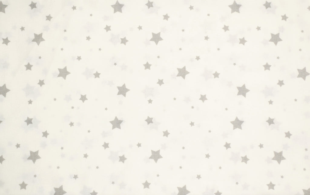 Regular Cotton Fabric - Gray Melkye Stars On White