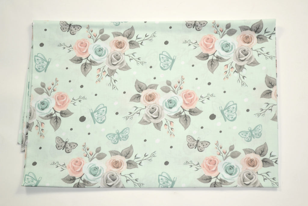 Regular Cotton Fabric - Floral Branches And Butterflies Na Myatnom