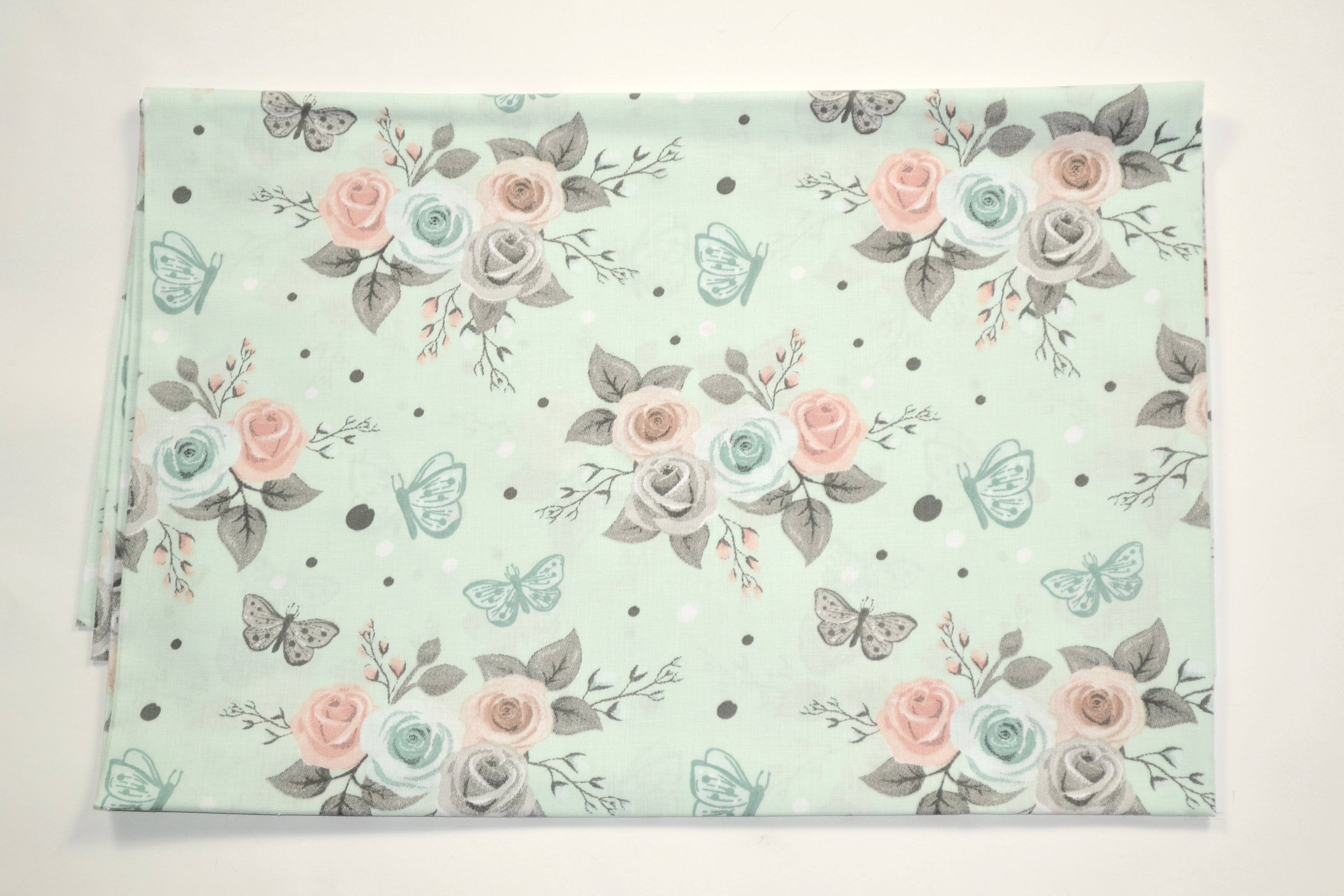 Regular Cotton Fabric - Floral Branches And Butterflies Na Myatnom