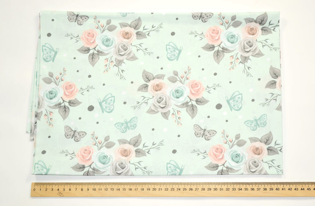 Regular Cotton Fabric - Floral Branches And Butterflies Na Myatnom