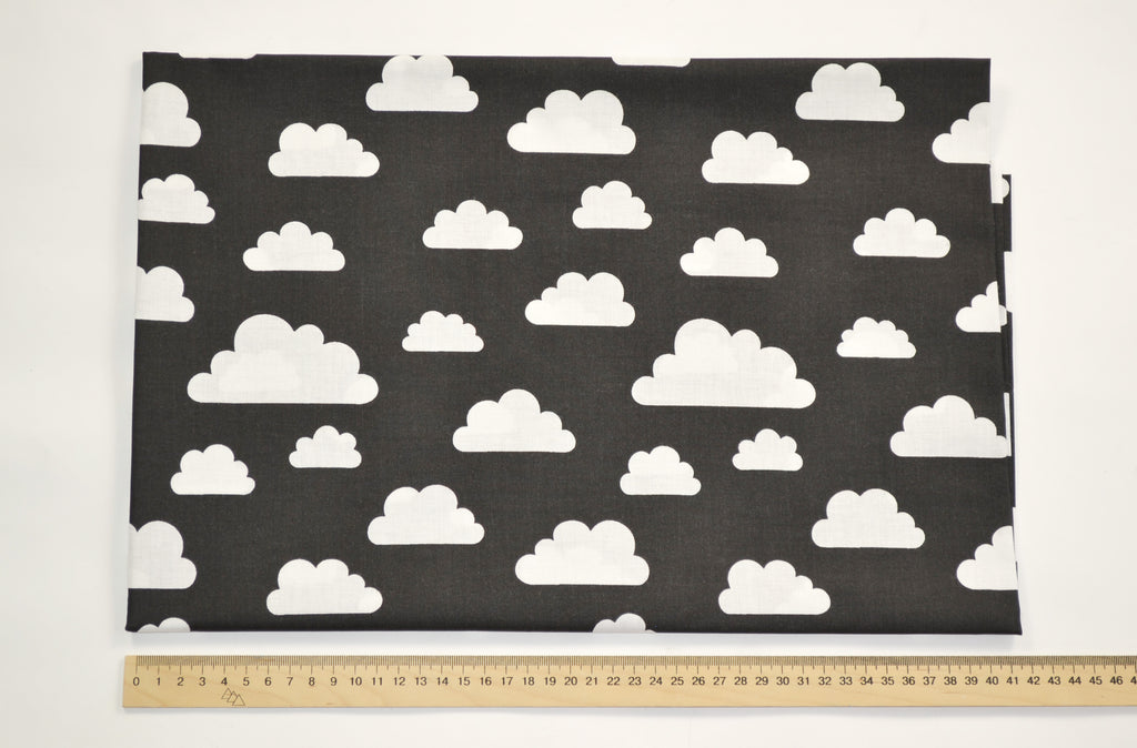 Regular Cotton Fabric - Bili Clouds On Black