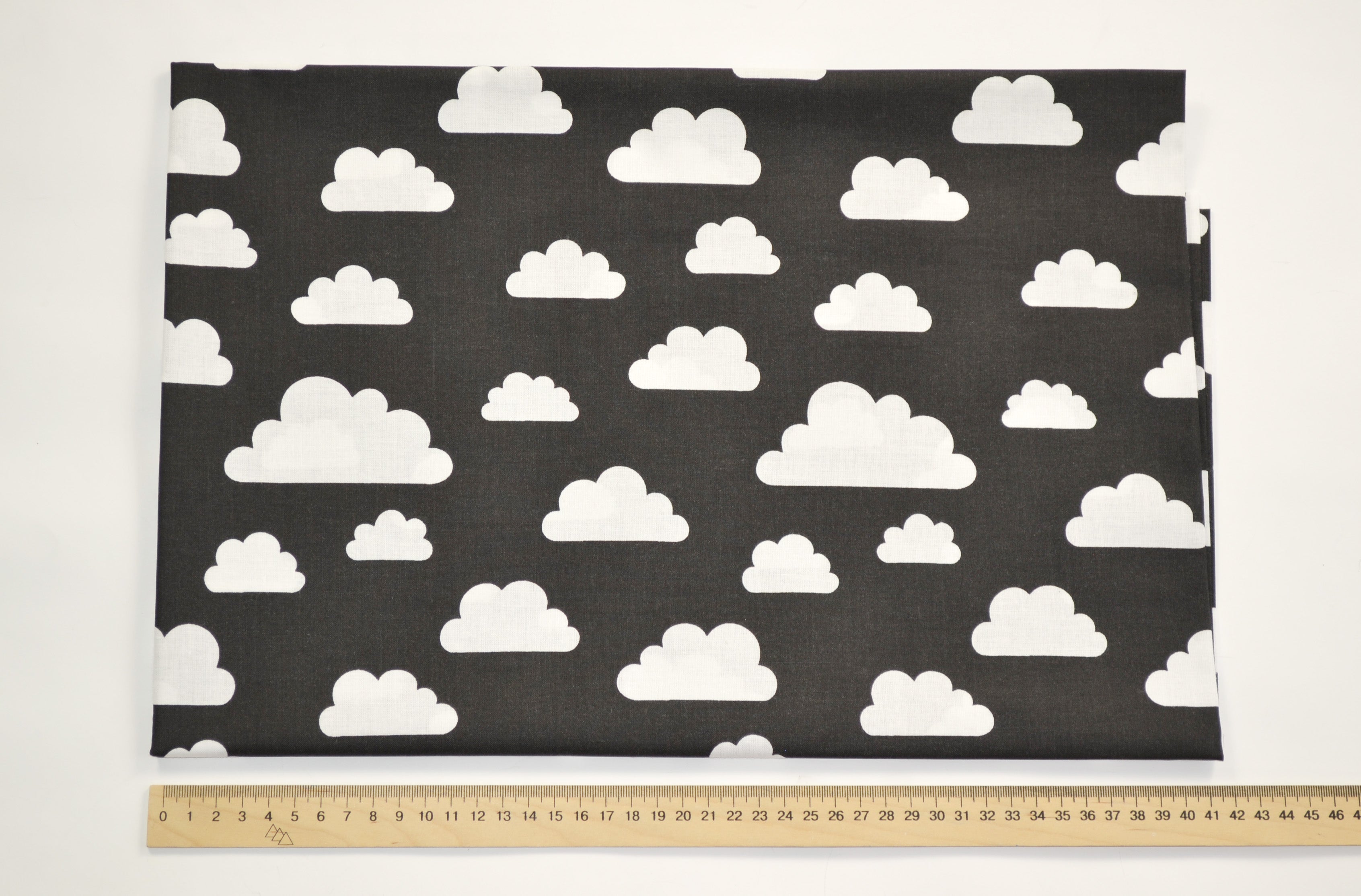 Regular Cotton Fabric - Bili Clouds On Black