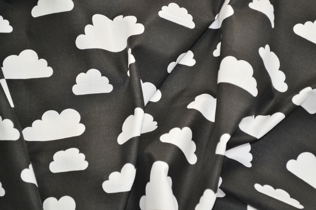 Regular Cotton Fabric - Bili Clouds On Black