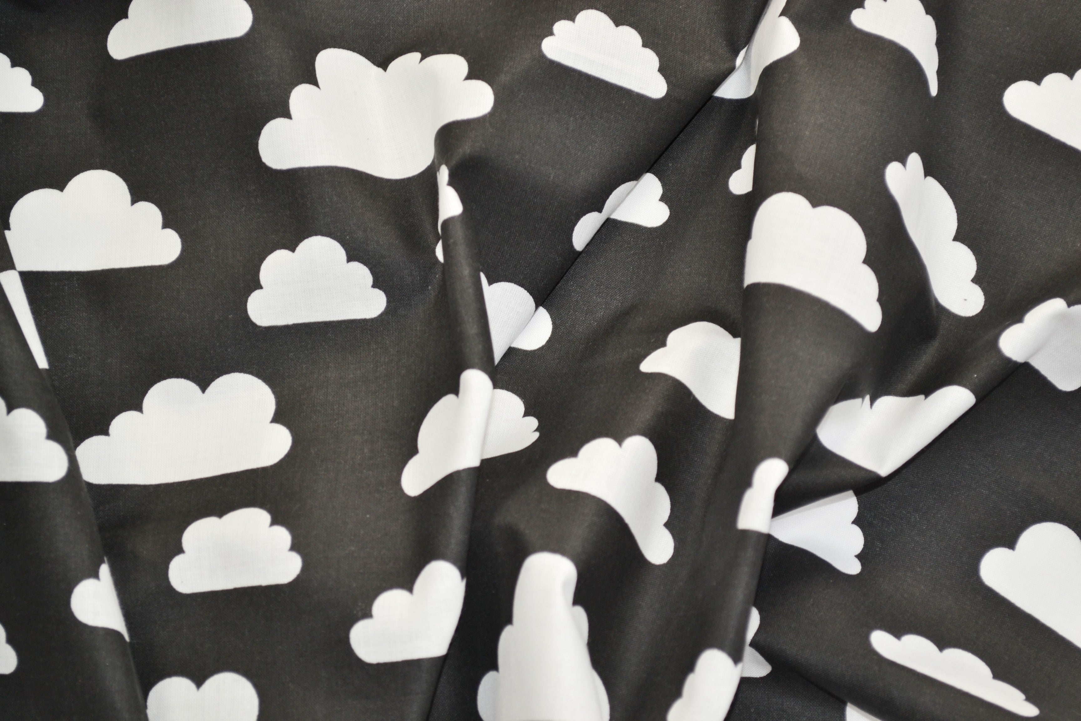 Regular Cotton Fabric - Bili Clouds On Black