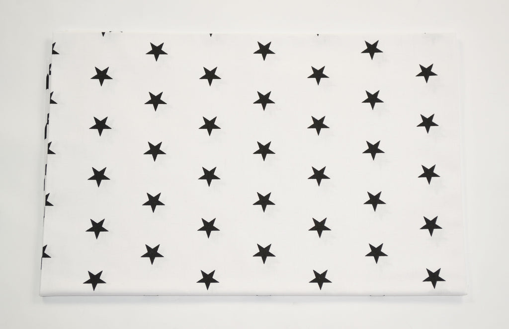 Regular Cotton Fabric - Black Stars On White