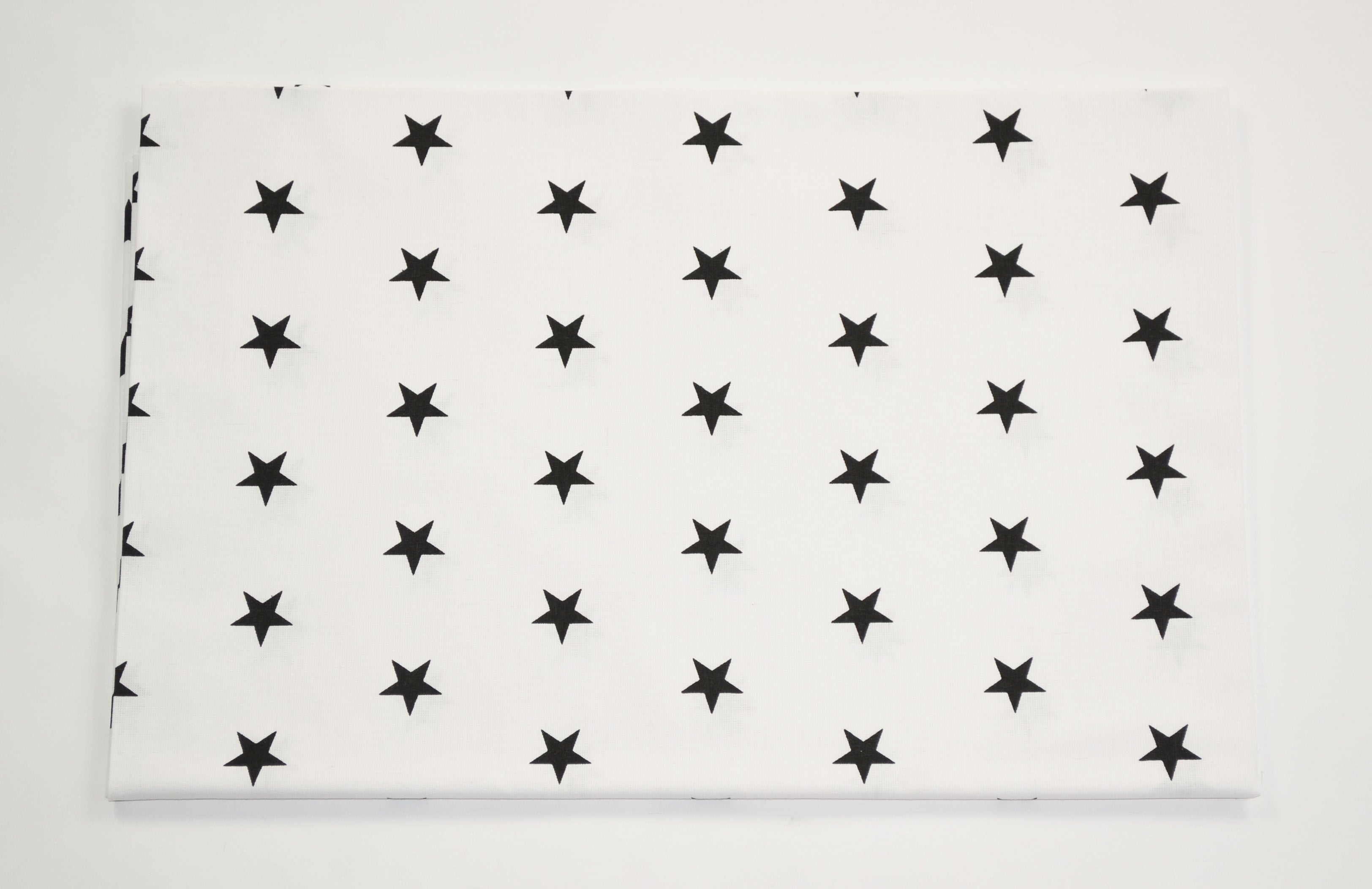 Regular Cotton Fabric - Black Stars On White