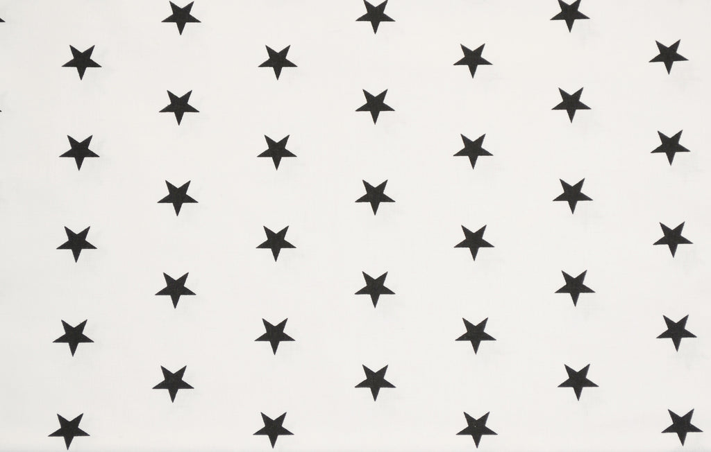 Regular Cotton Fabric - Black Stars On White