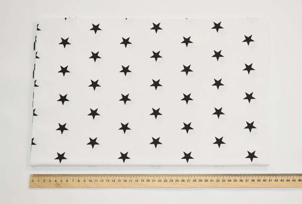 Regular Cotton Fabric - Black Stars On White