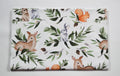 Premium Cotton Fabric - Roe Deer, Bunnies and Squirrel in Leaves