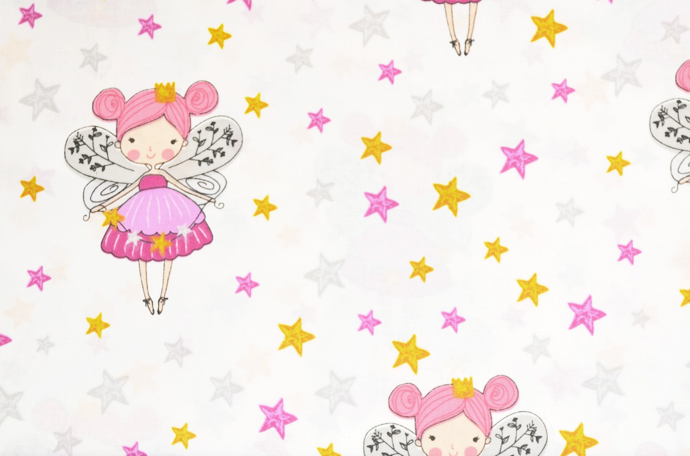 Regular Cotton Fabric - Fairies So Stars On White