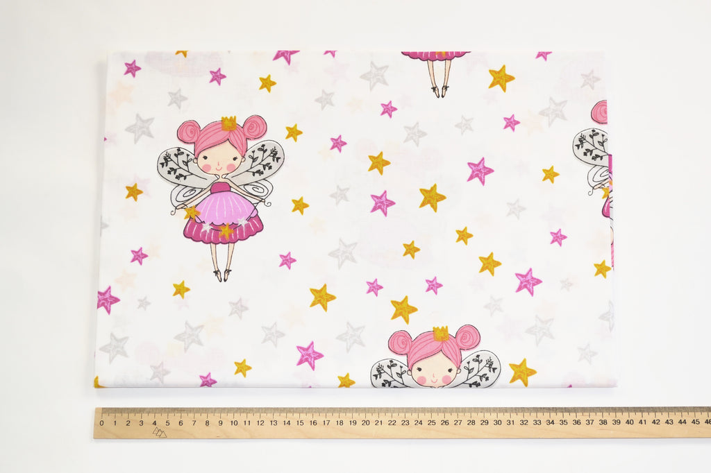Regular Cotton Fabric - Fairies So Stars On White